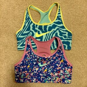 Nike Reversible Teal and Yellow, Pink and Multicolor Sports Bra Set